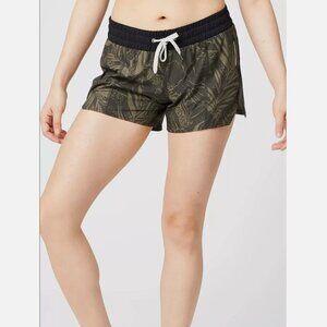 Vuori Shorts Womens 4" Drawstring Print Clementine Oregano Rainforest Green L